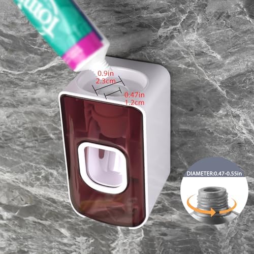 2 Slot Toothbrush Holder and Toothpaste Dispenser Wall Mounted Red