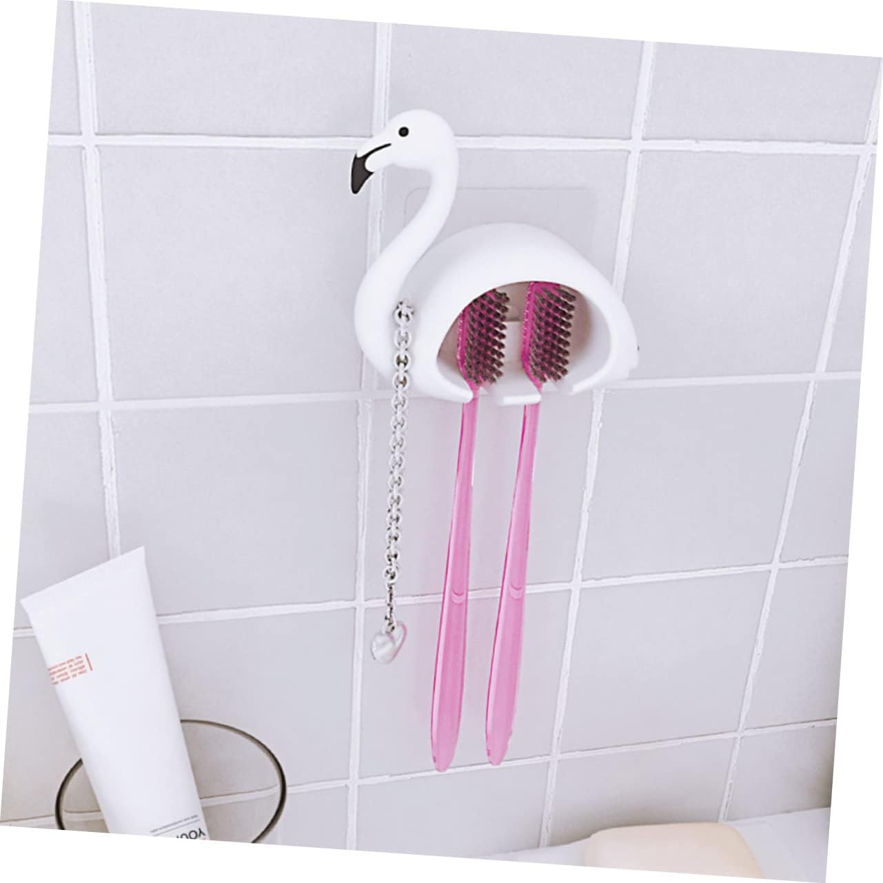 Garneck Wall Toothbrush Holder Flamingo Design