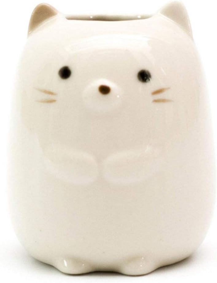 GARASANI Mini Ceramic Tooth Brush Holder for Kids Toothpick Stand White Design