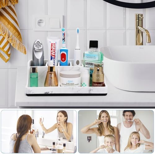 Marble-Effect Toothbrush Organizer