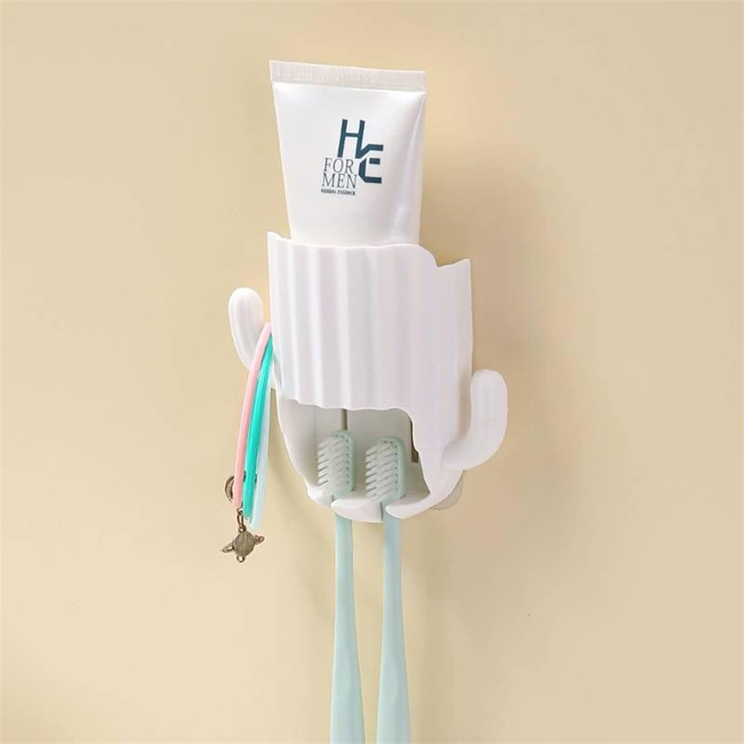 DRAGONRUN Cactus Toothbrush Toothpaste Holder Rack Bathroom Organizer for Kids Adults Green