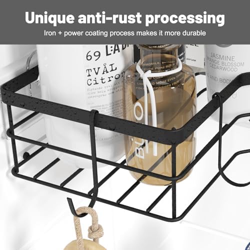 4-Pack Folding Showers Organizers Black No Drilling Durable