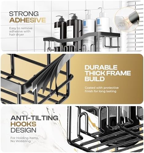 Luxury stainless steel shower caddy set for bathroom organization