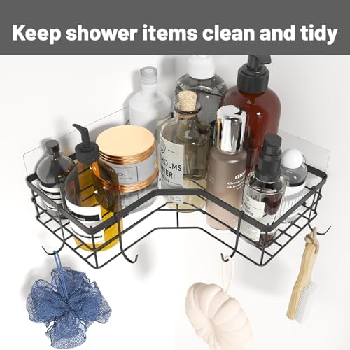 4-Pack Folding Showers Organizers Black No Drilling Durable