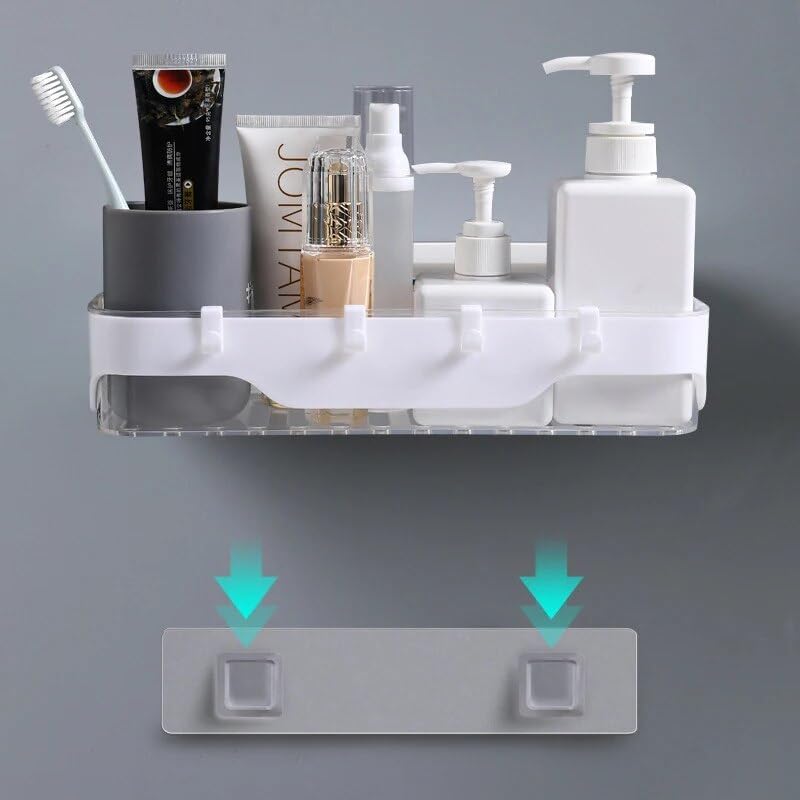 BAHELS Double-Layer Plastic Bathroom Organizer Wall-Mounted Caddy for Shampoo Cosmetics