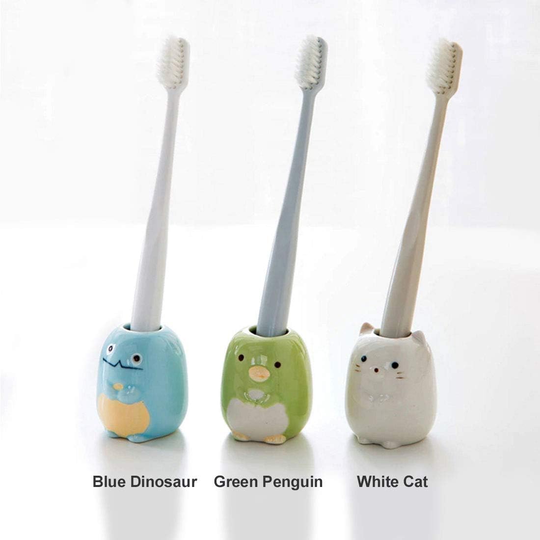 GARASANI Mini Ceramic Tooth Brush Holder for Kids Toothpick Stand White Design