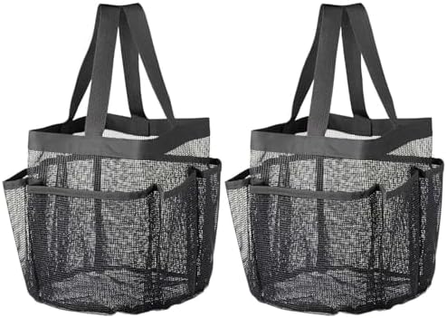 LKOP 2 Pack Mesh Shower Caddy with 8 Pockets Black