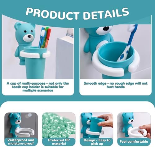 Cute Bear Toothbrush Holder Set for Kids