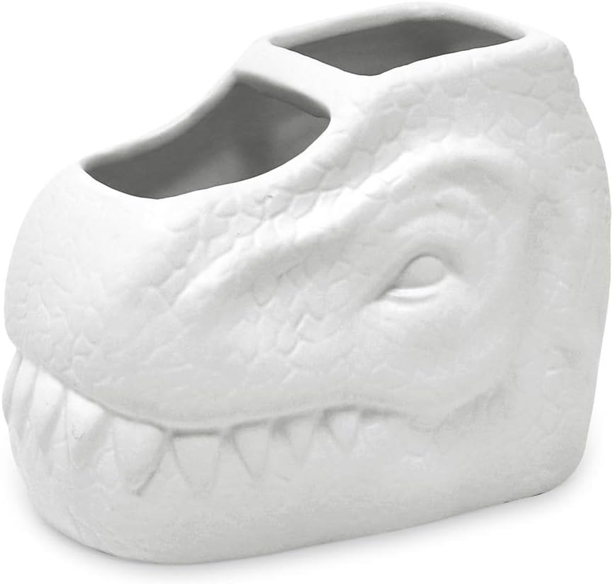 Isaac Jacobs Dinosaur Ceramic Toothbrush Holder Dual Compartment