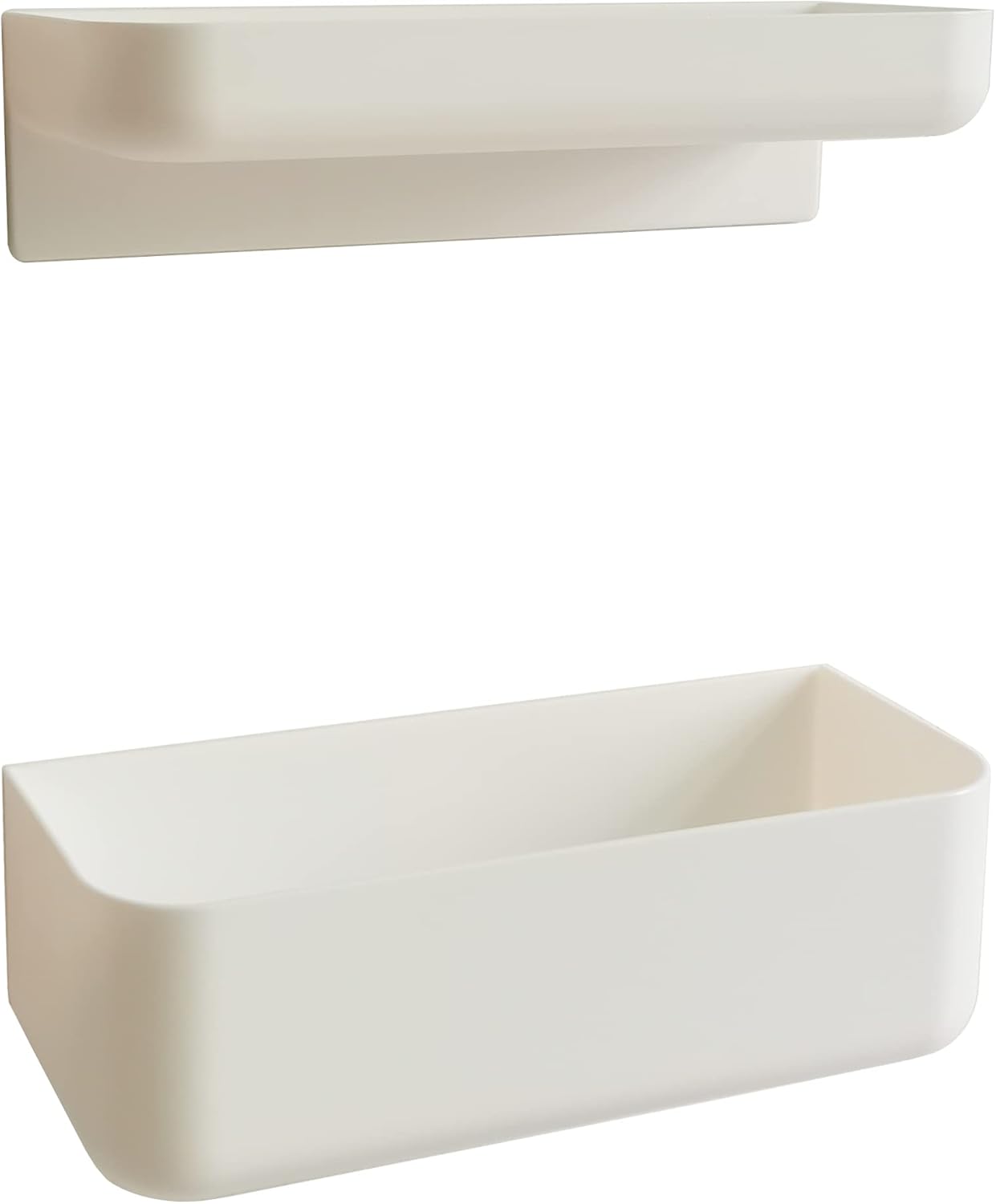 Floating adhesive plastic shower shelf organizer