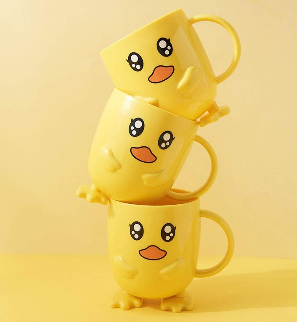 Unbreakable Toothbrush Toothpaste Holder 340ml Cartoon Duck Tumbler with Cup for Kids