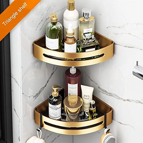 Black Gold Aluminum Shower Caddy with Triangle Shelf