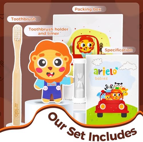 Arielo Lion Toothbrush Holder - 3-MIN Timer Kids Oral Care Tool
