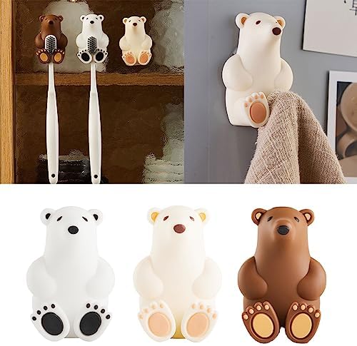 Cute Cartoon Bear Toothbrush Holder With Suction Cup
