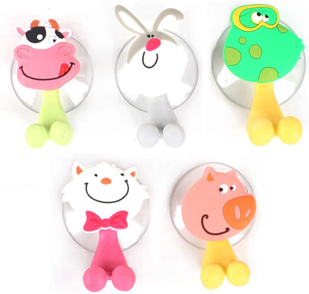 Funny Tool Wall Mounted Suction Cup Toothbrush Holder Set 5 Animals