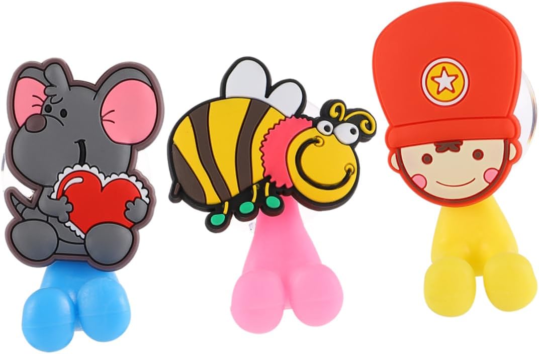 3-Piece Cartoon Suction Toothbrush Holder for Kids in the Bathroom