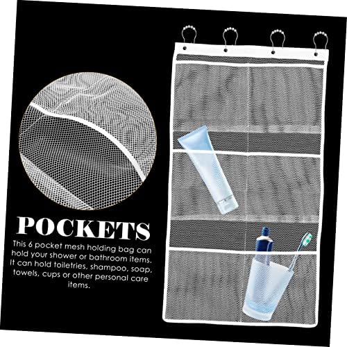 Hohopeti Mesh Shower Organizer with Hanging Bag for Space Saving Bathroom Use