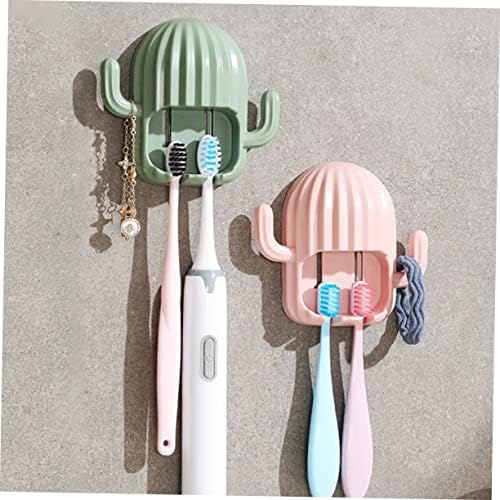 TopperFun Wall-Hanging 4-Pack ToothBrush Racks with Cactus Decor
