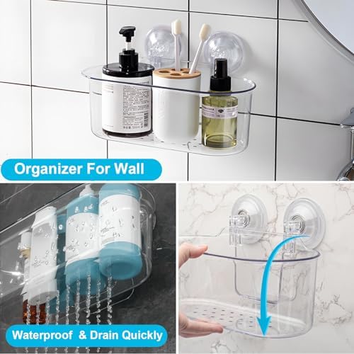 Sleek Acrylic Shower Caddy No Drilling Strong Adhesive Removable Durable Waterproof