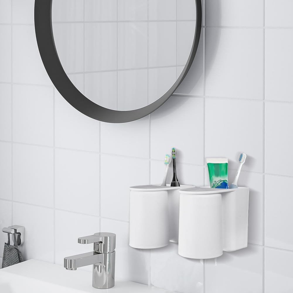 Perfect Space-Saving 3-Piece Magnetic Wall-Mounted Toothbrush Holder