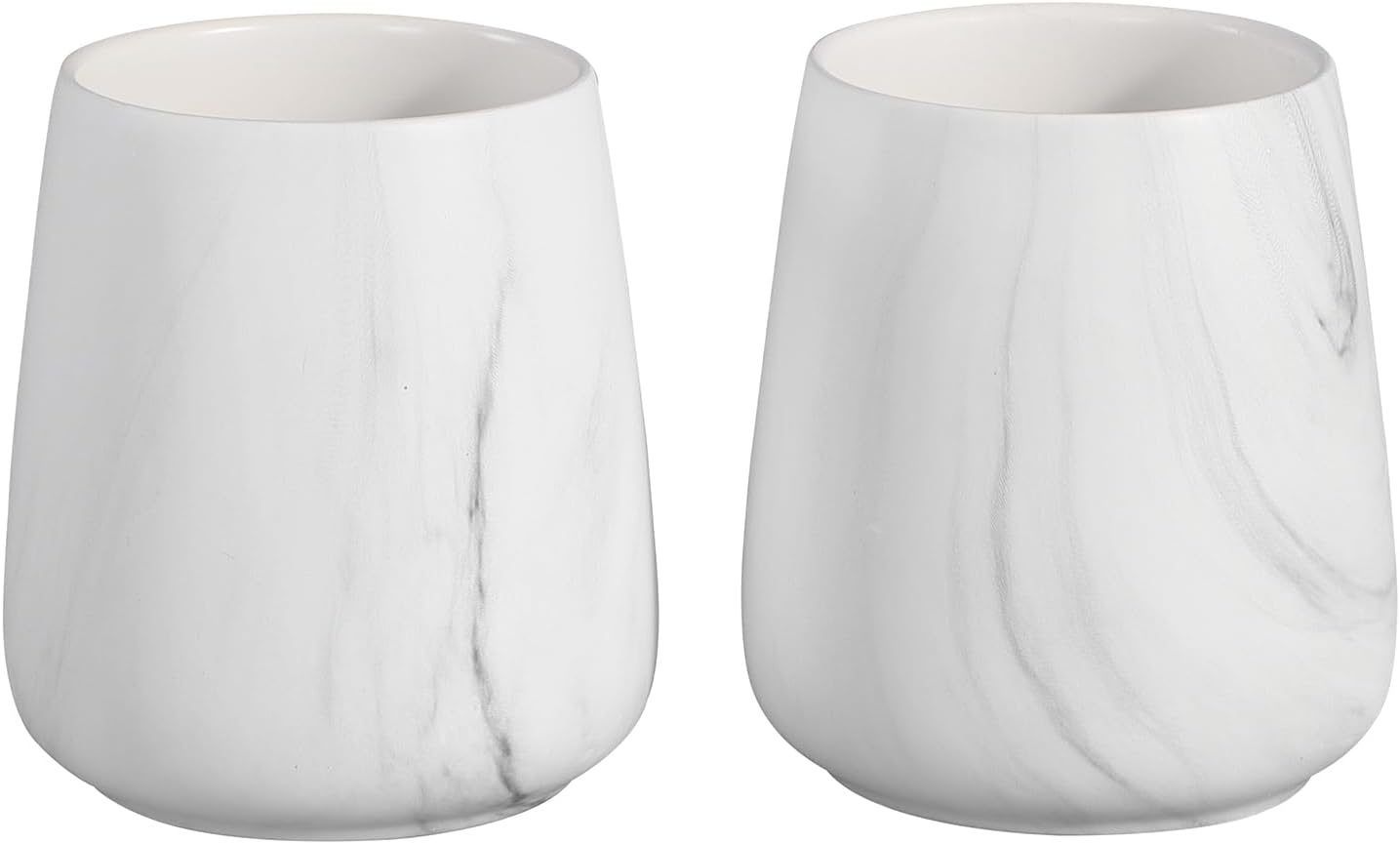2Pcs Marble White Ceramic Toothbrush Holder Set