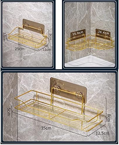 Sturdy Golden Corner Shower Caddy Wall-Mounted Organizer