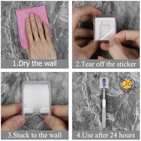 4 Pack Wall Mounted Toothbrush Holder with Cover