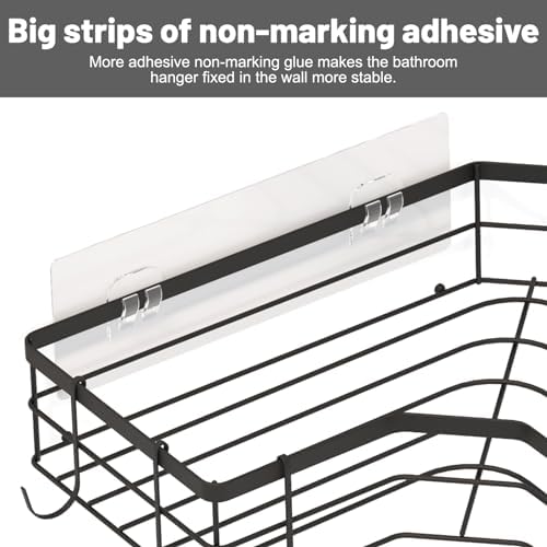 4-Pack Folding Showers Organizers Black No Drilling Durable