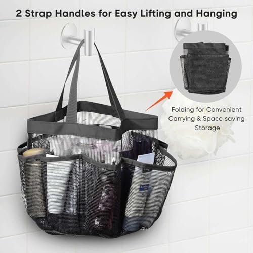 LKOP 2 Pack Mesh Shower Caddy with 8 Pockets Black