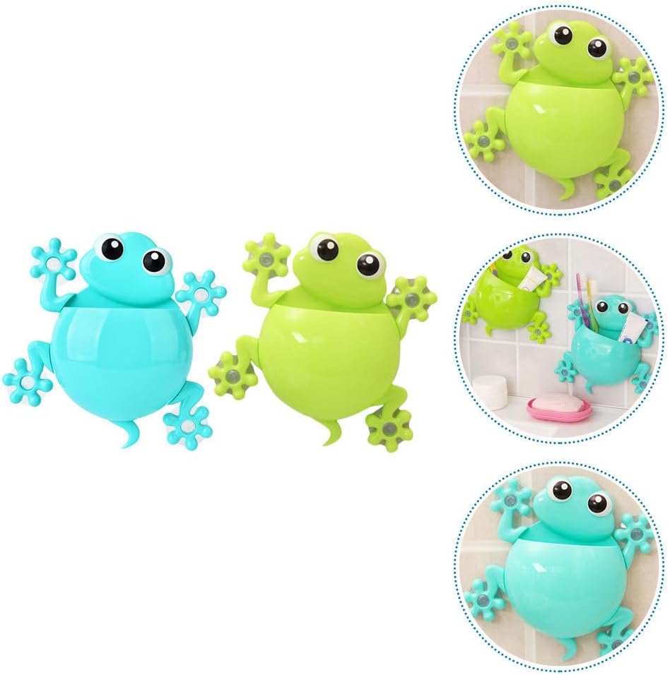 Zerodeko 2pc Cute Frog Tooth Brush Holder Storage for Kids