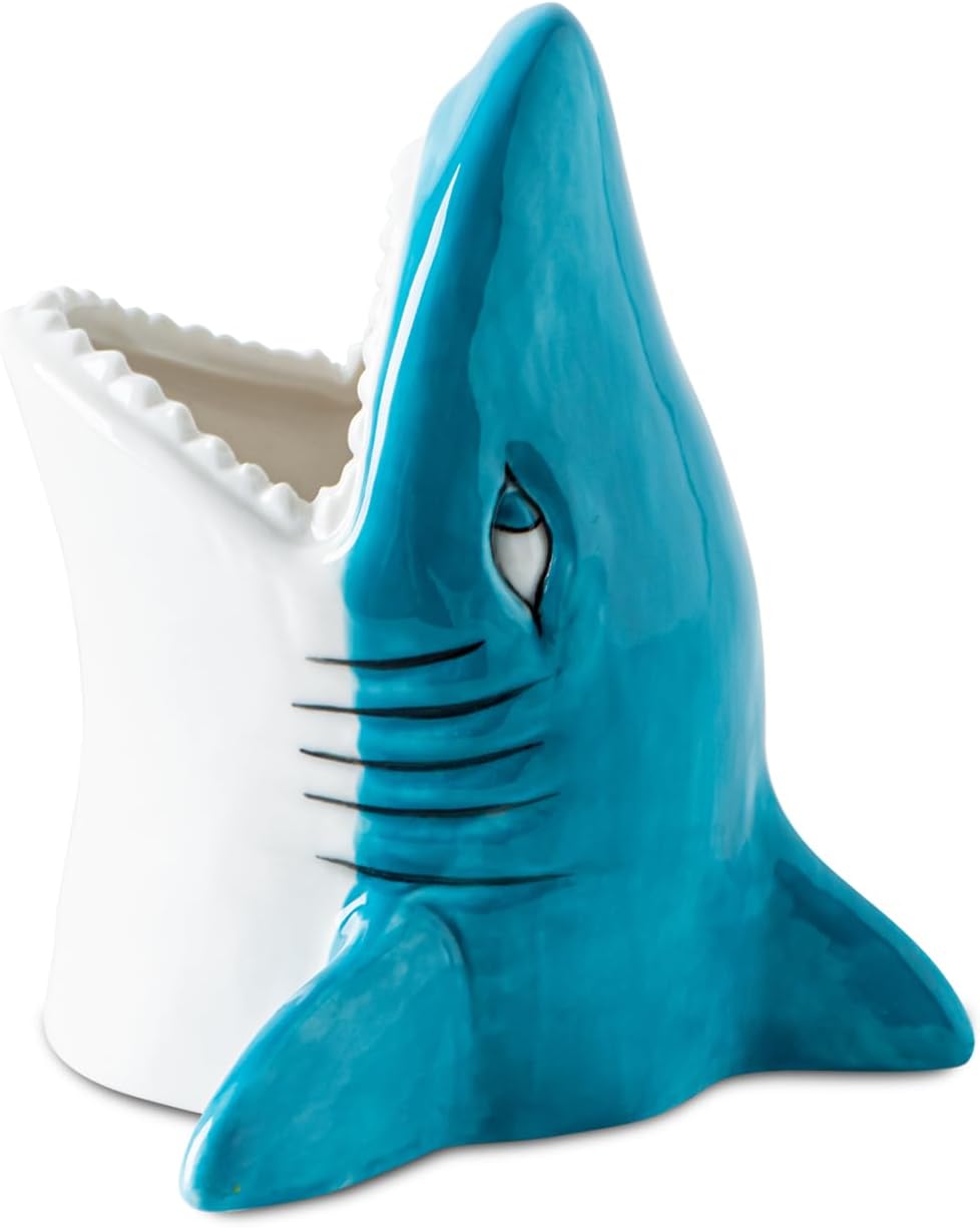 Cute Kid Toothbrush Holder for Kids - Big Mouth Shark Tooth Brush Organizer