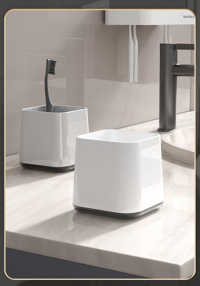 Wall-Mounted Toothbrush Holder for Bathroom 2 Cups Organizer