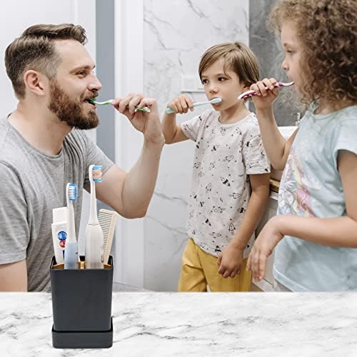 Small Black Bamboo Toothbrush Holder Set
