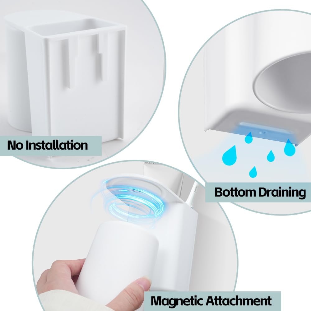 Perfect Space-Saving 3-Piece Magnetic Wall-Mounted Toothbrush Holder