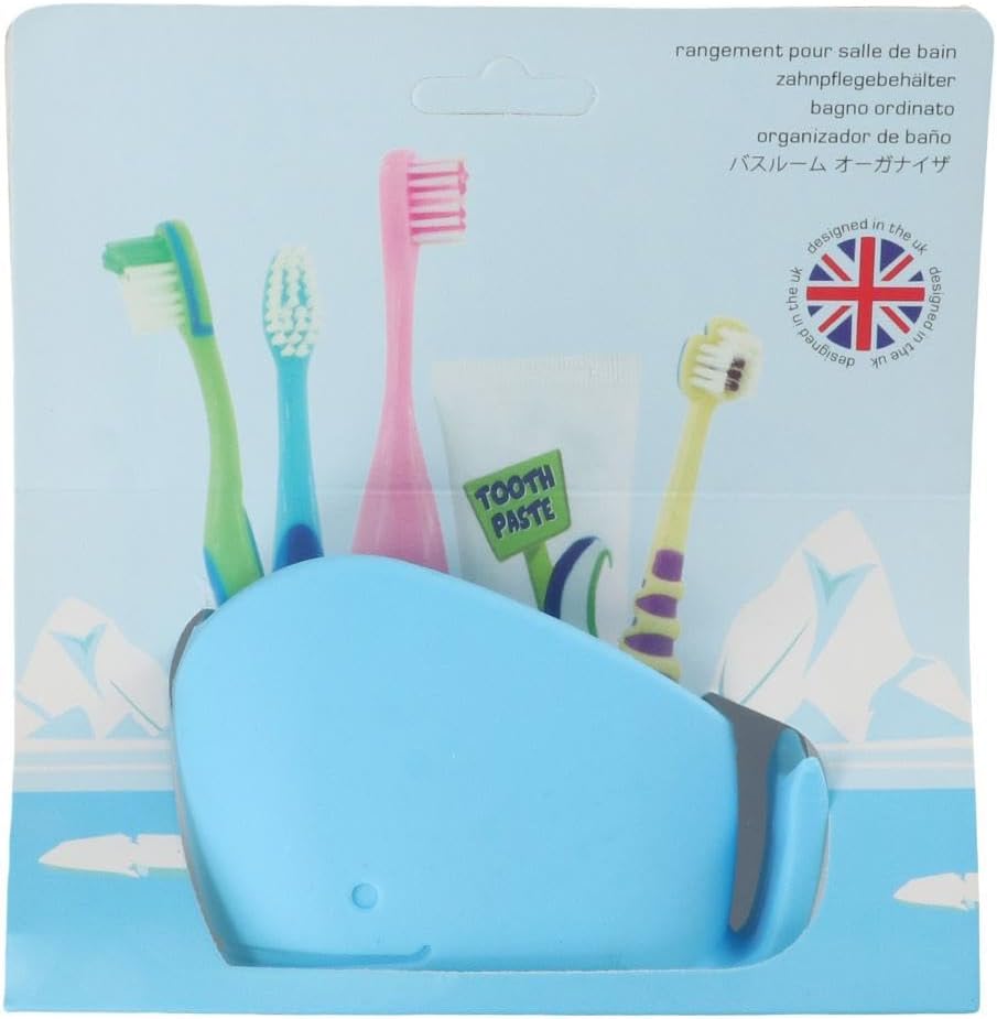 Cute Silicone Whale Toothbrush Holder for Kids - Blue