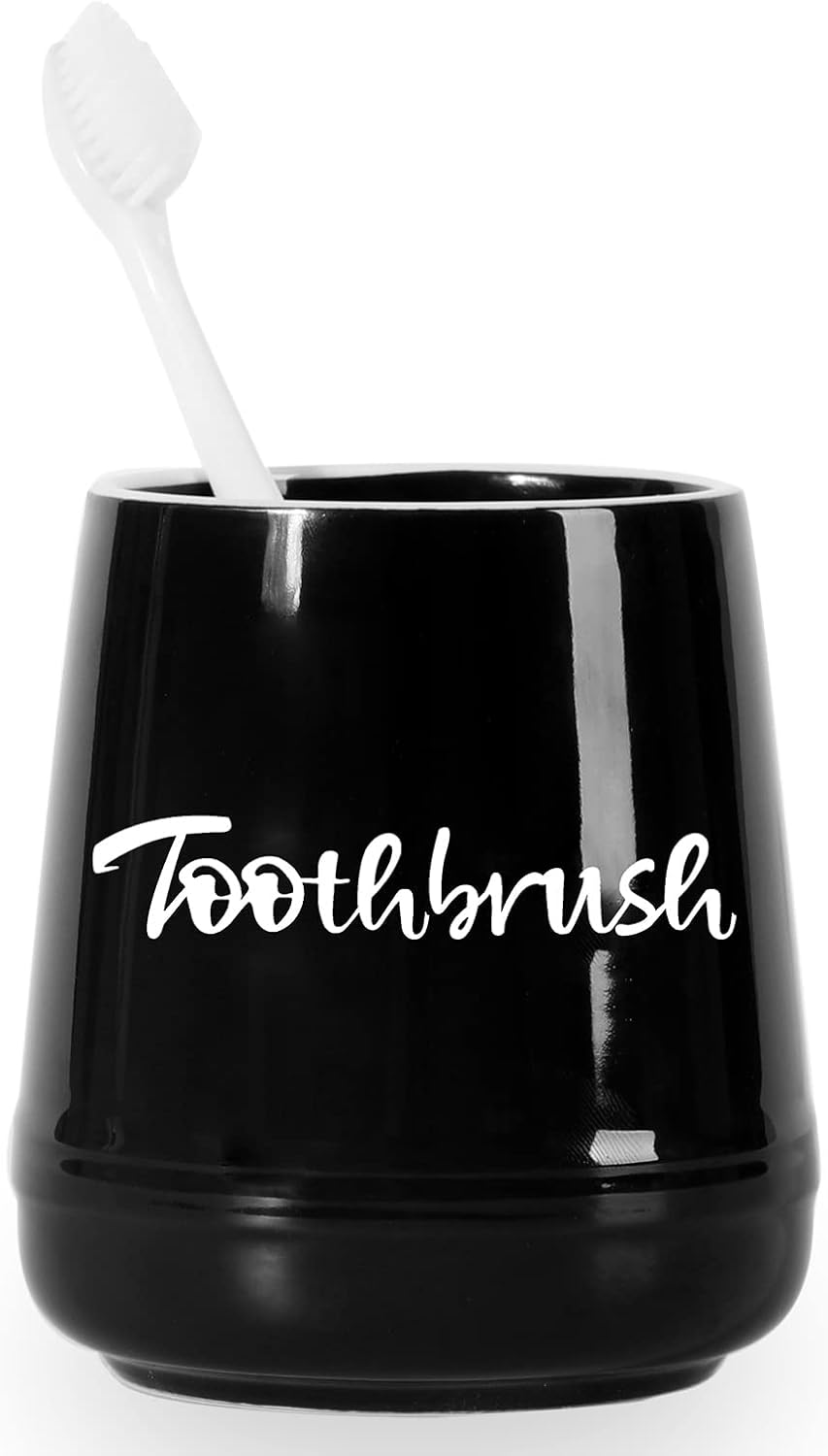 LEETOOYI Porcelain Toothbrush Holder Black