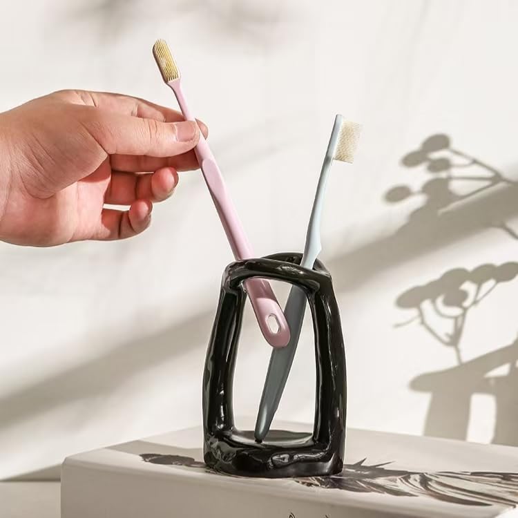 Handmade Ceramic Holder Stand for Toothbrushes Makeup Brushes and Pens