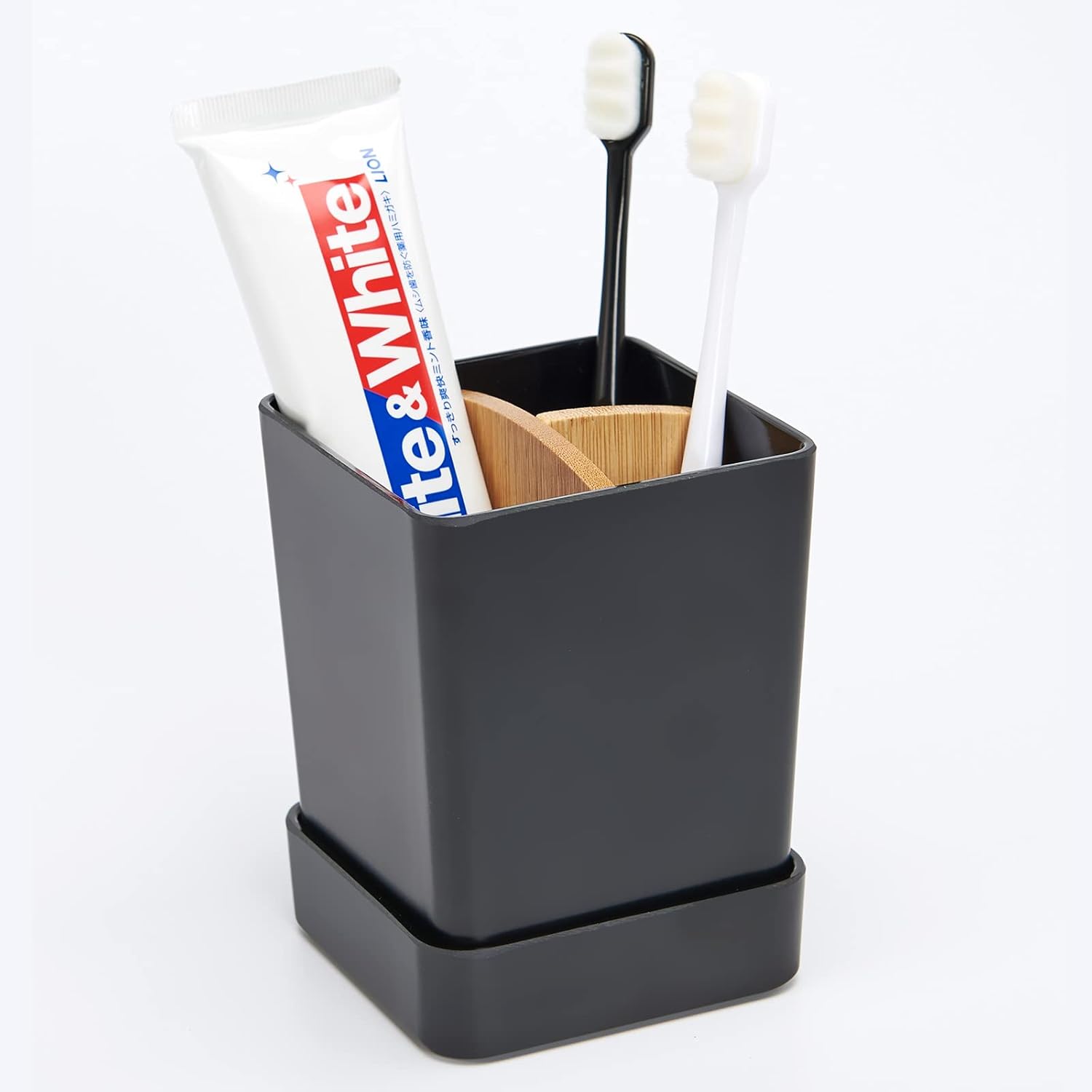 Small Black Bamboo Toothbrush Holder Set