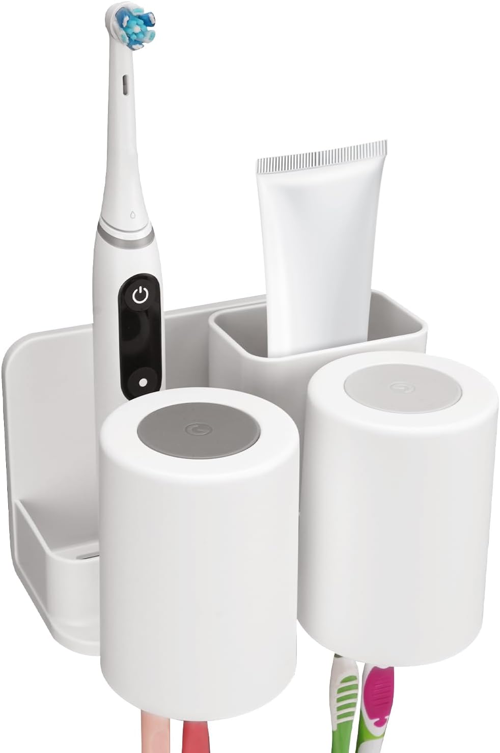Toothbrush Holder with 2 Slots and Mouthwash Cup Wall Mount