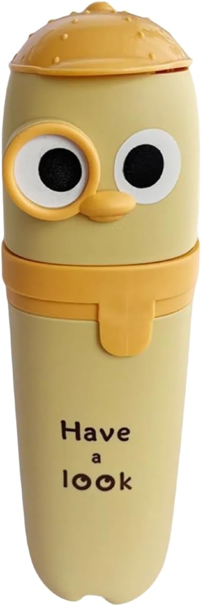 Cutie Cartoon Eyes Toothbrush Holder Mug 2-Pack Yellow Green