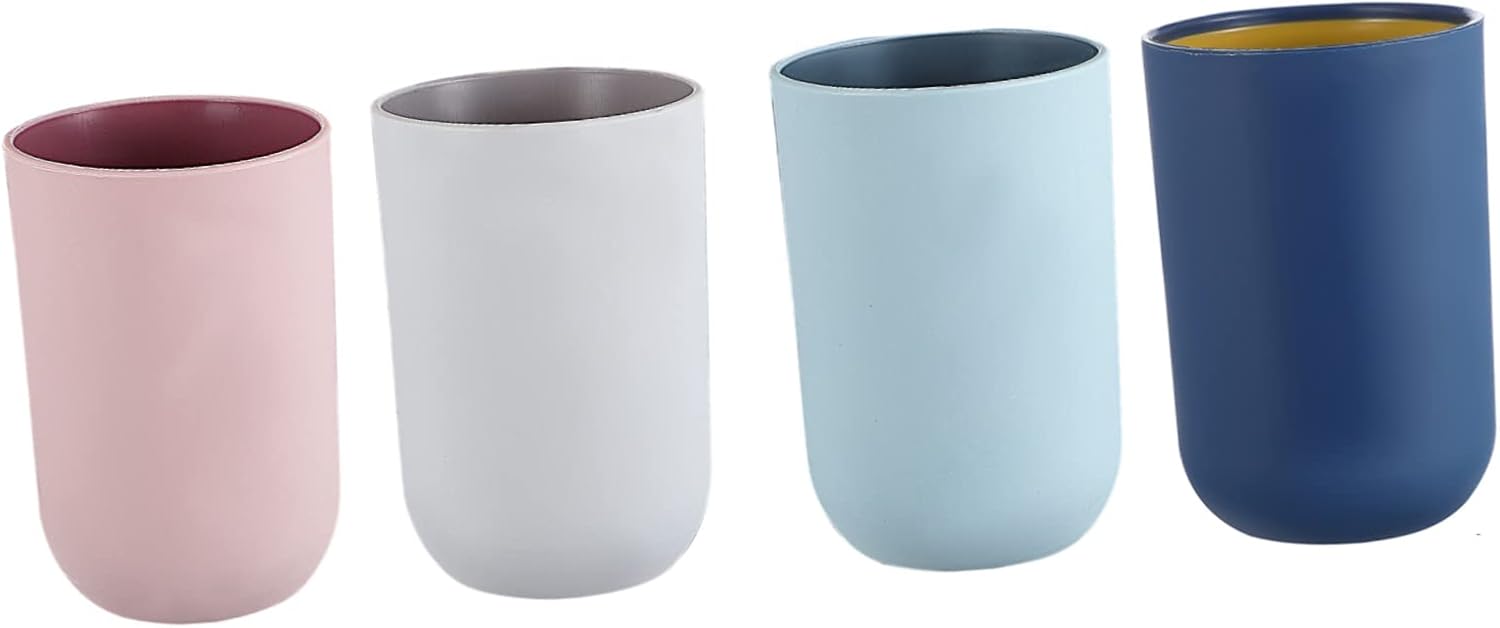 Compact Durable Stylish 4 Pcs Toothbrush Cup for Bathroom RVs White