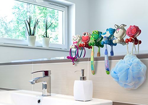 Bolica Cute Cartoon Animal Toothbrush Holder Suction Cup 6 Piece Set