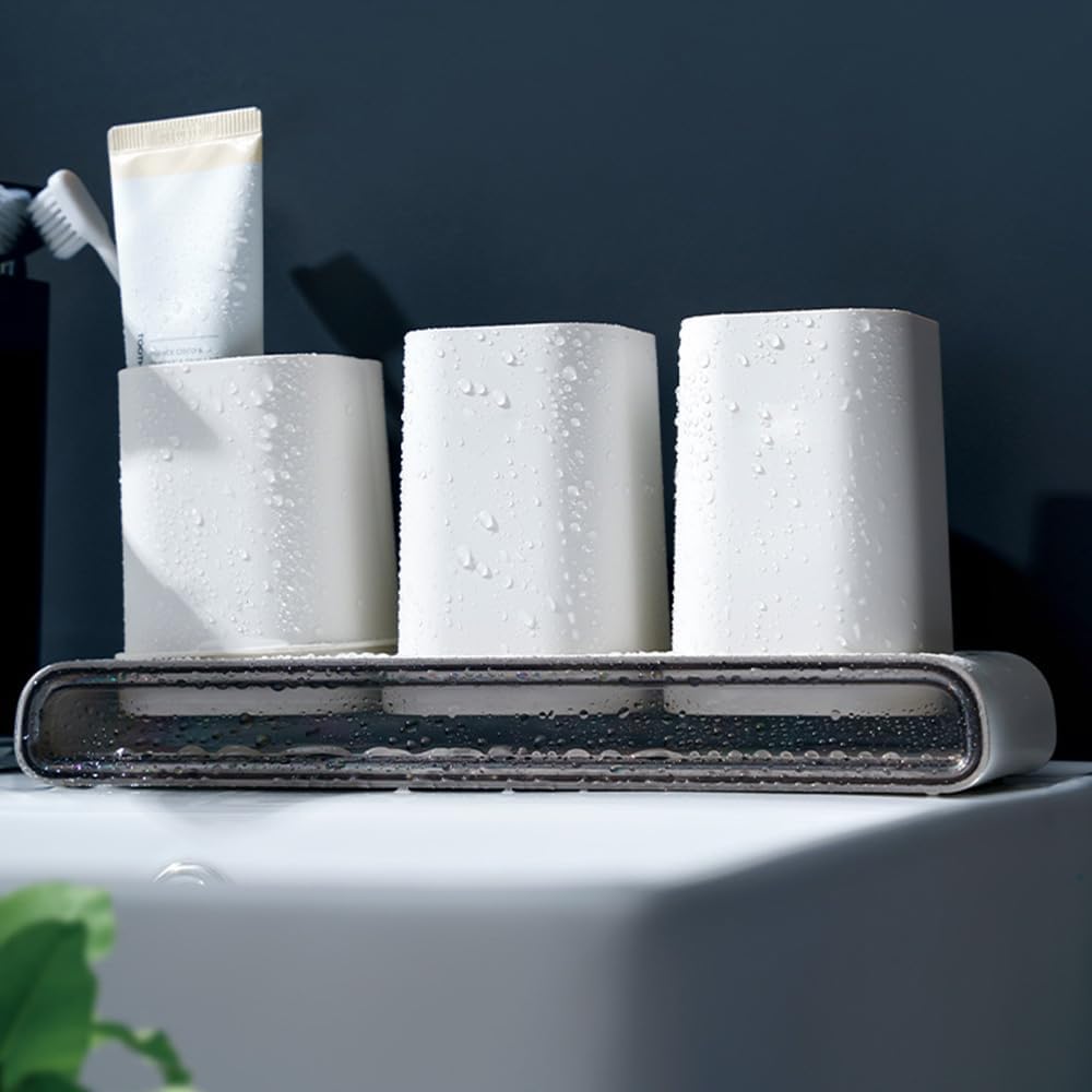 Stylish Toothbrush Holder with 2 Rinso Cups