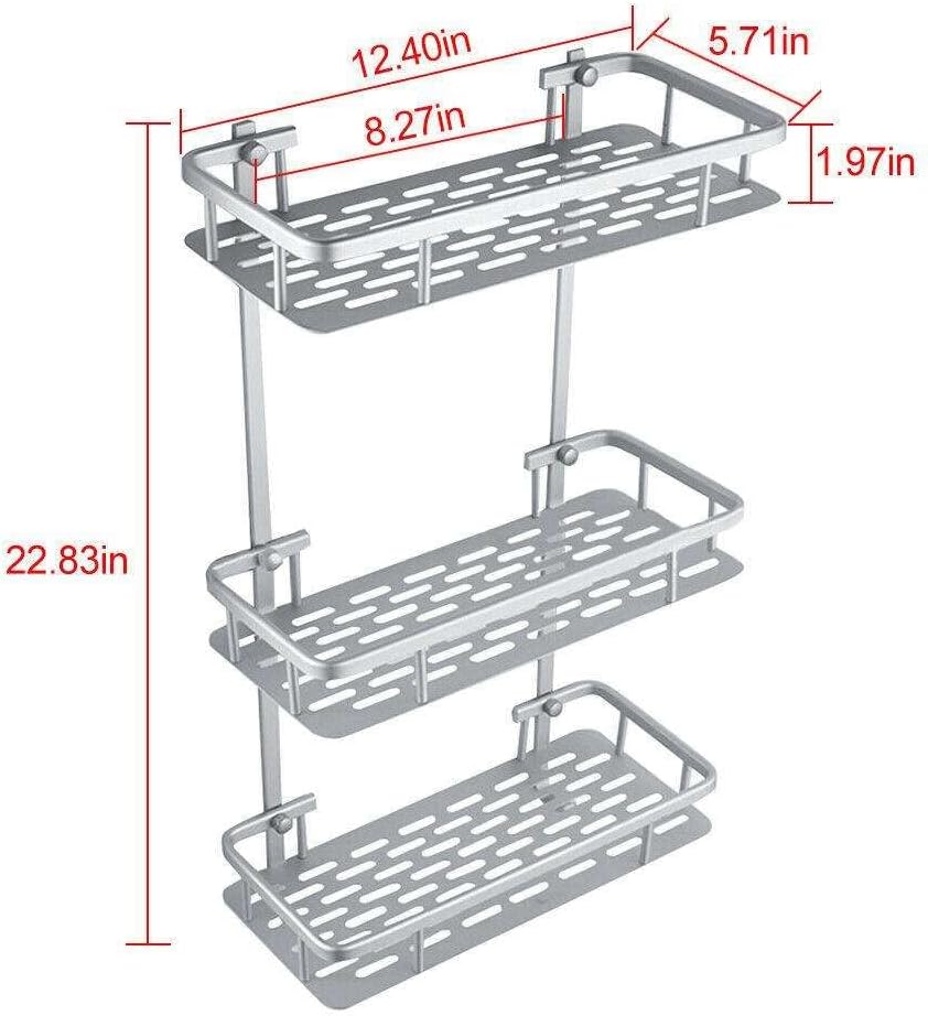 3-Tier ALUMINIUM Shower Caddy with Silver Finish