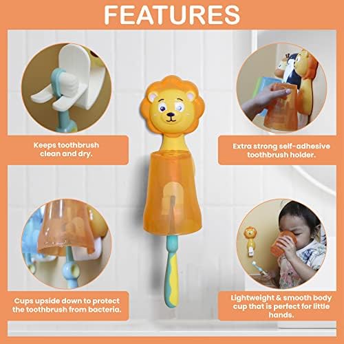 Lion Ultra Soft Bristle Toothbrush Wall-Mounted Organizer for Kids
