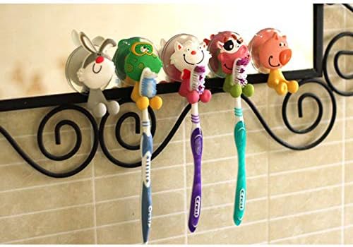 Funny Tool Wall Mounted Suction Cup Toothbrush Holder Set 5 Animals