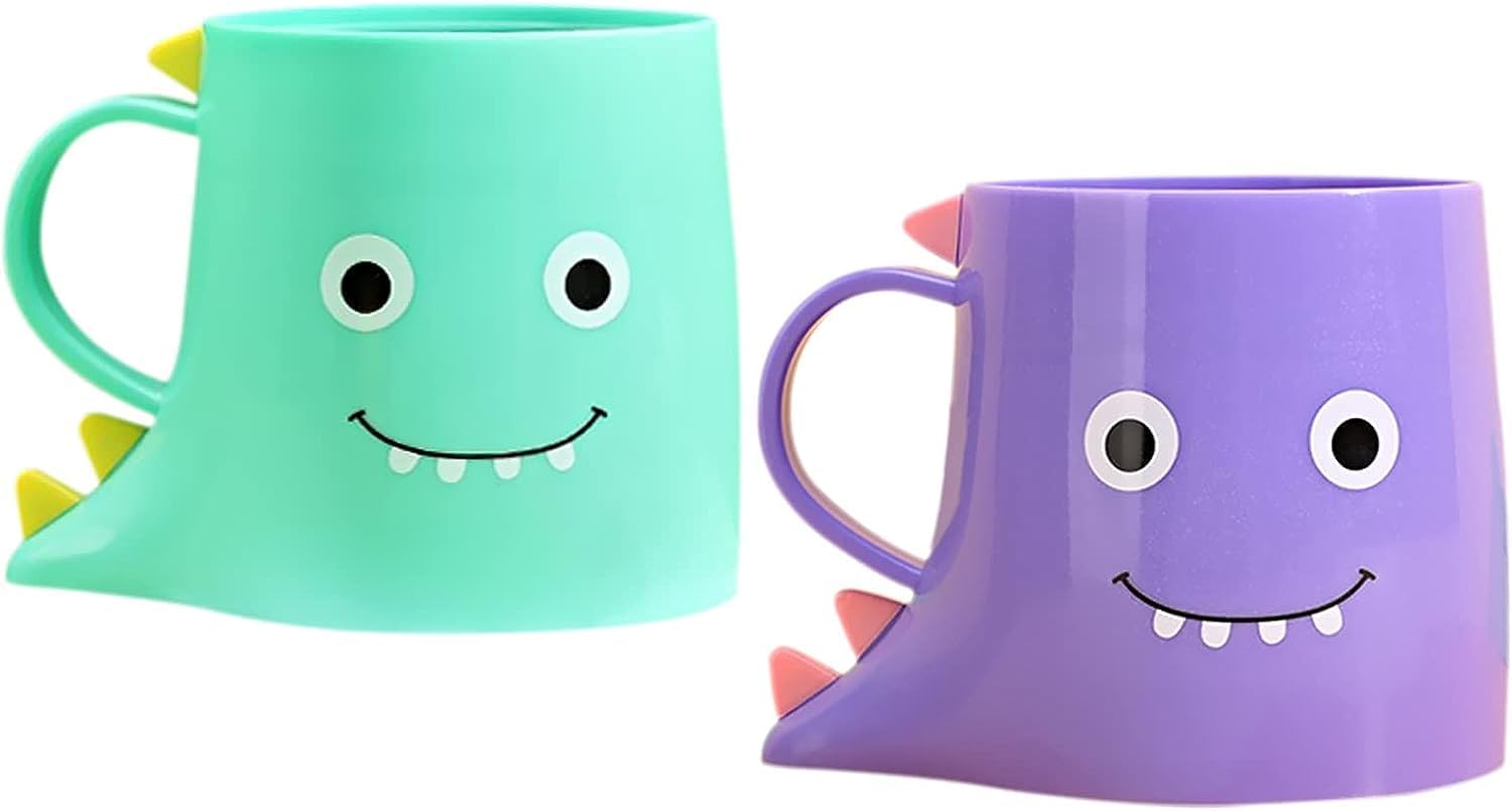 Dinosaur-Themed Toothbrush Mouthwash Holders for Kids - 2-Pack