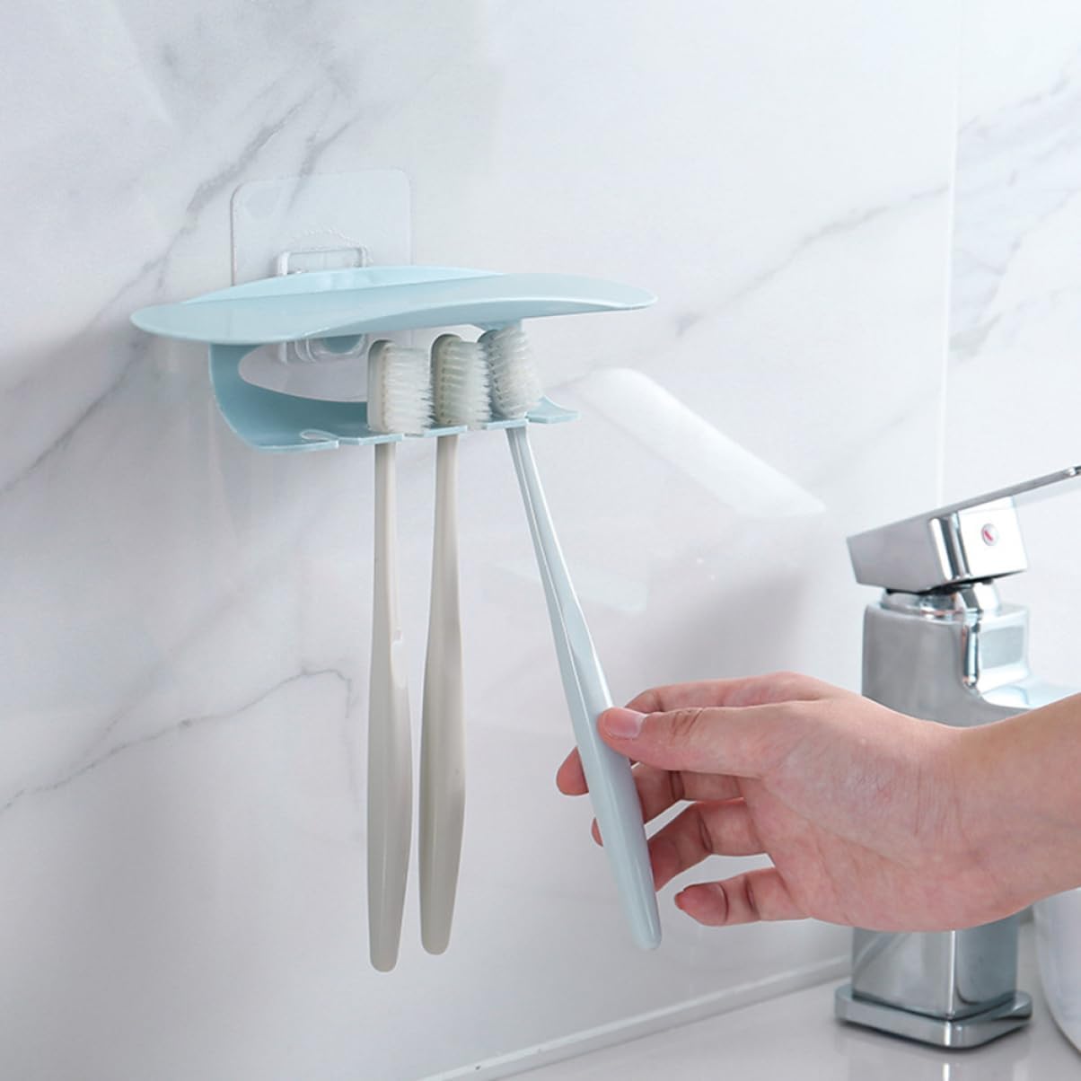 Compact Suction-Cup Toothbrush Holder