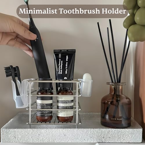 TRSani Toothbrush Holder with 3 Slots and Hooks