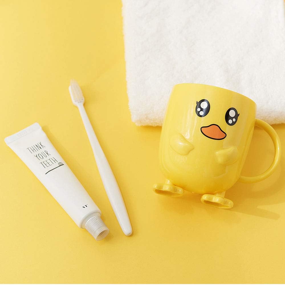 Unbreakable Toothbrush Toothpaste Holder 340ml Cartoon Duck Tumbler with Cup for Kids